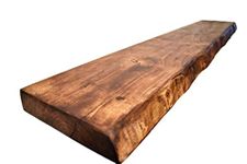 Waney/Live Edge Chunky Rustic Floating Shelf 9x2, Tudor Oak, 100cm