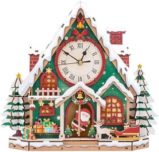 Jollitot 3D Puzzles for Adults, Christmas Snow House Wall Clock 3D Wooden Puzzles Clock Kits for DIY Birthday Gift for Women Men Home Decor Holiday Christmas