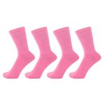 ZAKIRA Finest Combed Cotton Terry Lined Athletic Crew Socks for Men, Women - 4 Pack, 7-12 (US), Pink