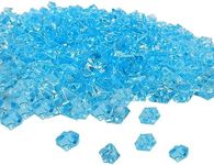 zhuohai 300 Pcs Acrylic Ice Rocks Crystals Gems, Bulk Fake Crystals, Plastic Diamonds for Vase Filler Wedding Decoration Table Scatter Party Arts Crafts Display (Light Blue)