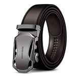 BISON DENIM Belts for Men - Mens Fashion Leather Belt Business Automatic Buckle- Micro Adjustable Ratchet Belt Fit Everywhere