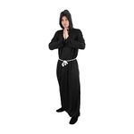 Monk Costume Fancy Dress Black Robe With Hood + White Rope Belt Friar Tuck Outfit Stag Night Religious Out Fit (XXX-Large)