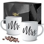 Triple Gifffted Mr and Mrs Mugs Couples Gifts for Christmas, Wedding Anniversary, Engagement, Him Her, His Hers Newlywed, Bridal Shower Bride Groom, Couple Valentines Day Gift, Ceramic Cup, 380ML