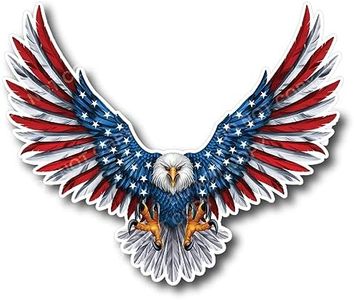 Pack of 2 Bald Eagle American Flag Sticker Decal for Car Truck Window Bumper Wall - 4" x 3.6" Safe for Vehicle Paint - American Made - Free 3M Peel and Stick Vinyl