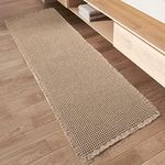 Rvolst Bath Mat Rug for Bathroom Waffle Woven Bathroom Mat Super Absorbent Machine Washable Non Slip Farmhouse Boho Bathroom Runner 61x183cm Brown