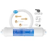 Inline Water Filter for Ice Maker and Refrigerator,Include 1/4" Water Line and Push to Connect Fittings,Ideal for Ice Maker, Refrigerator, RO(Reverse Osmosis) System