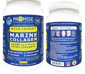 Promise Wild Caught Marine Collagen Extra Strength Unflavoured Bonus Size 525 g Powder (425+100 Free) Featuring 10,000 mg of Peptan® per one 10g scoop, extra strength Bioactive Marine Collagen Peptides. Bones, Nails, Hair and Skin. Joint Health. Digestive Health.