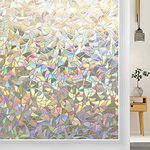 Window Film Vinyl 44.5 X 200CM,H HOME-MART Rainbow Privacy Window Film Static Window Cling 3D Decorative Decals Non-Adhesive Removable Window Tint Vinyl, Anti-UV Window Films, 17.7”x78.7”