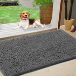 IM HOME Durable Chenille Absorbent Outoor Doormat 36" x 60", Muddy Washable Door Mats for Dog Non Slip Heavy Indoor Doormat Soft Front Inside Doormat for Entryway, Mud Dog Paws, Patio Grey