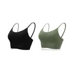 GITGRNTH 2 Pieces Cami Bra for Women Camisole Bralette Top Seamless Yoga Bralette Longline Padded V Neck Tube Camisole Tank Top for Fashionable Lifestyle & Outdoor Life