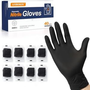 ANBOSON Individually Wrapped Nitrile Gloves 5 Mil, Latex-Free & Powder-Free, Textured Fingertips for Food Prep – 40 Pairs