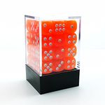 Bescon 12mm 6 Sided Dice 36 in Brick Box, 12mm Six Sided Die (36) Block of Dice, Translucent Orange With White Pips