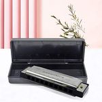 Harmonica C, Blues Harmonica Key of C 10 Hole Blues Diatonic Harmonica for Beginner Kids Students Adults Gift with Hard Case and Cloth