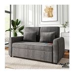 INMOZATA Pull Out Sofa Bed 2 Seater Sofa Fabric sofabed with 2 Bolster Pillows for Living Room Bedroom Home Office Furniture Grey