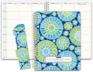 Elan Publishing Company HARDCOVER Combination Plan and Record Book: One efficient 8.5" x 11" Book for Lesson Plans and Grades Combines W101 and R1010 with Bonus Clip-in Bookmark (Blue Green Flowers)