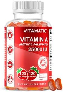 Vitamatic Sugar Free Vitamin A 25000 IU Gummies (Retinyl Palmitate) - Natural Strawberry Flavor - 120 Pectin Based Gummies (1 Bottle)