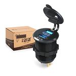 10L0L Golf Cart Quick Charge 3.1 Dual USB Charger,2 in 1 USB Ports & LED Display Voltage Meter Universal for Club Car,EZGO and Yamaha,Metal Shell Safe Charging Socket 9V-48V Wide Voltage Input