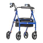 Drive Medical Hugo Elite Rollator Walker With Seat, Backrest and Saddle Bag, Blue 1 Count, 8.16 ounces