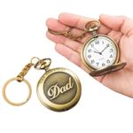 MERCHANT BROS Vintage Dad Embossed Analogue, White, Gold Clock Keychain, Metal Pocket Keyring | Best Gift For Men, Dad, Grandfather (Bronze)