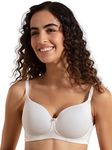 NYKD Wireless Everyday Cotton Bra for Women Daily Use - Wire-Free Shaping Bra, Padded, 3/4th Coverage - Bra, NYB094, White, 34B, 1N