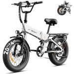 Jasion X-Hunter Electric Bike for Adults,1400W Peak Motor 30MPH Max Speed 48V 13AH Removable Battery,Full Suspension System Design 20 * 4.0 Fat Tire Foldable Ebike 7-Speed Bicycles with Basket