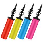 Vivantia 4 Pack Multicolor Hand Balloon Pump, Easy-Use, Leak-Proof Inflator for Latex Foil Balloons, Vibrant, Durable & Party-Ready