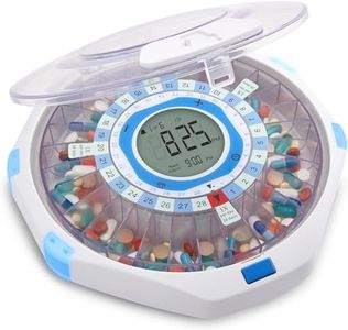 LiveFine WiFi Automatic Pill Dispenser and Remote Medication Monitoring System with Locking Key, 28-Day Medication Organizer Up To 9 Doses Per, Adjustable Light/Sound Alarms For Prescriptions & Vitami