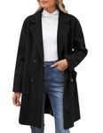 Yuson Girl Women's Coats Winter Overcoat Jackets for Women Wool Blend Coat Solid Colour Autumn Trench Pea Coat Classic Lapel Collar Warm Overcoat Double Breasted Mid-Length Jacket Outwear(Black, L)