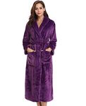 Vlazom Dressing Gowns, Unisex Soft Robe Cosy Terry Towelling Bathrobe for Women/Men, Purple, UK(20-24)