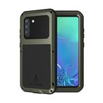 LOVE MEI Military Rugged Case For Samsung Galaxy S21 FE 5G, with Tempered Glass Screen Protector, Shockproof Dustproof Scratch Proof Hybrid Metal and Silicone Gel Heavy Duty Full Body Cover for S21 FE