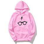 The SV Style Unisex Cotton Hooded Neck Hoodie (SV=glasses and scar harry potter_PINK_S)