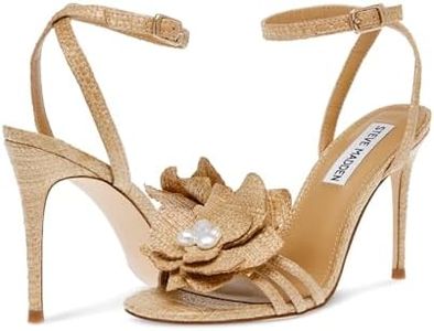 Steve Madden Women's Excite Heeled Sandal, Natural Raffia, 8.5 US