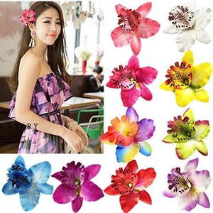 10 Pieces Women Chiffon Flowers Hair Clips Butterfly Orchid Alligator Clips for Bridal Wedding Accessory Beach Party Wedding Event Decor