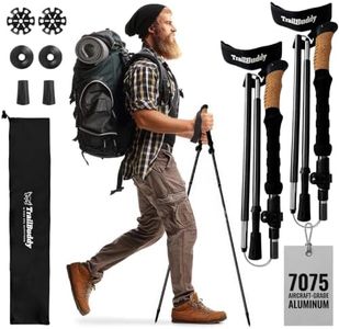 TrailBuddy Folding Trekking Poles, 2-Pack Collapsible Hiking Poles | Foldable Walking Sticks for Travel, Fold to 15 in – 7075 Aluminum, Cork Grip, for Men, Women & Seniors 5'7"–6'5"