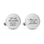 MUEEU Father Wedding Cufflinks Engraved of All The Walks We Have Take Round Cuff Link Tie Clip