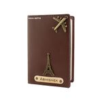 AICA Personalised Name & Charm Leather Passport Cover Holder for Men & Women (Darkbrown) | Gifts for Men