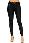 YELETE Women's Basic Five Pocket Stretch Jegging Tights Pants - Black -