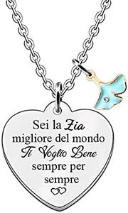 Zia Collane Festa Della Mamma Regalo Cuore Gioielli Migliore Zia Del Mondo Regalo Di Compleanno Grazie Pensionamento Apprezzare I Ricordi Ti Voglio Bene Natale Ringraziamento Donne Gioielli Da Nipote