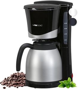 Clatronic Coffee maker for 8-10 cups of filter coffee with thermal carafe, drip and automatic shut-off system, removable filter, approximate water level indicator 1 litre, KA 3327 black