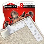 Rug Grippers X-PROTECTOR – Best 8 pcs Anti Curling Rug Gripper. Keeps Your Rug in Place & Makes Corners Flat. Premium Carpet Gripper with Renewable Gripper Tape – Ideal Anti Slip Rug Pad for Your Rugs