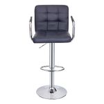 Bar Stools with Armrest, Height Adjustable Cuban Bar Chairs Synthetic Leather 360° Swivel Kitchen Stool with Backrest and Footrest for Breakfast Bar, Counter, Kitchen and Home (One Stool, Black)