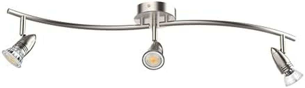 Laite Lumens 28" 3-Light Modern Decorative Track Lighting Kit, Brushed Steel Flush Mount Ceiling Light Fixture with Dimmable Gu10 Pivot Heads, Adjustable Directional Ceiling Spotlight for Kitchen