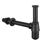 GORDEE Bathroom Basin Sink Bottle Trap Waste Pipe 1-1/4 inch Slip Inlet Drain Tube Kit, Lavatory Adjustable Basin Sink Waste Drain P-Trap Kit, General US/CA Standard, Matte Black