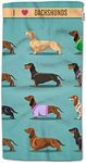 HGOD DESIGNS Dog Hand Towels,Cute Dachshund Dog Pattern 100% Cotton Soft Bath Hand Towels for Bathroom Kitchen Hotel Spa Hand Towels 15"X30"