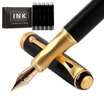 Zalantan Fountain Pen-Smooth Writing Metal Water Pen with Gift Case Medium Nib Consistent Ink Flow Luxury Pen for Nice Pens Enthusiasts Includes 10 Ink Cartridges and Ink Refill Converter (Gold)