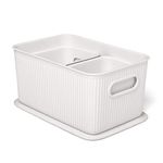 Tatay 7010901 Multipurpose Organizer Basket Set with Lid, 3X White, Medium