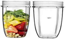 ELEFOCUS 2 X 18 oz Short Cups Compatible with Nutribullet 600W and 900W model Blender Juicer