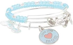 Alex and Ani I Love You Mom Bracelet Set of 3 Silver/Blue/Pink One Size