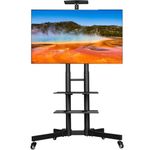 Yaheetech Mobile TV Stands with Wheels for 32-75 inch Plasma/LCD/LED Screens, Height Adjustable TV stand with Lockable Wheels & 3-Tier Storage Shelves, Holds 50 KG TV Screen