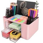 Duoly Desk Organiser, Multi-Use Desk Organiser Tidy Pen Holder,desk accessories,for School, Office, Home (pink)